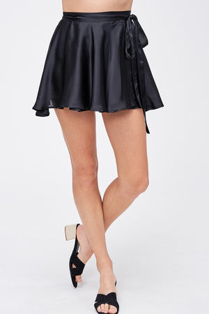 Elegant satin skirt wrap skirt