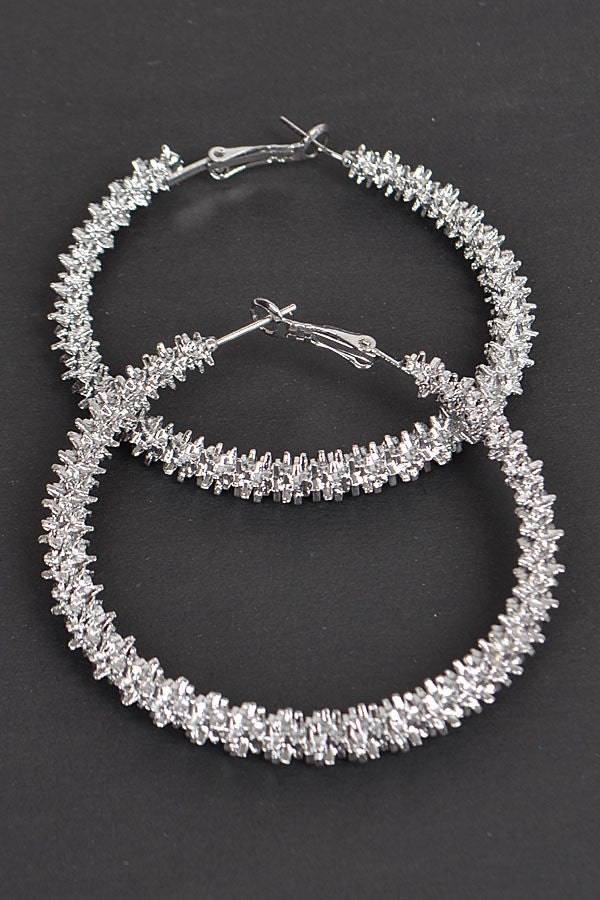 Silver rhinestone hoop earrings