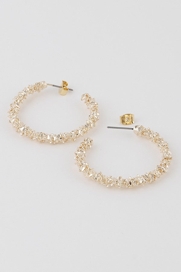 Gold rhinestone hoop earrings