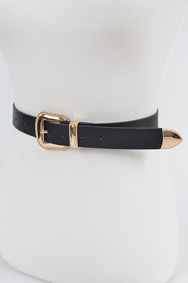 Simple Faux Leather Gold Belt