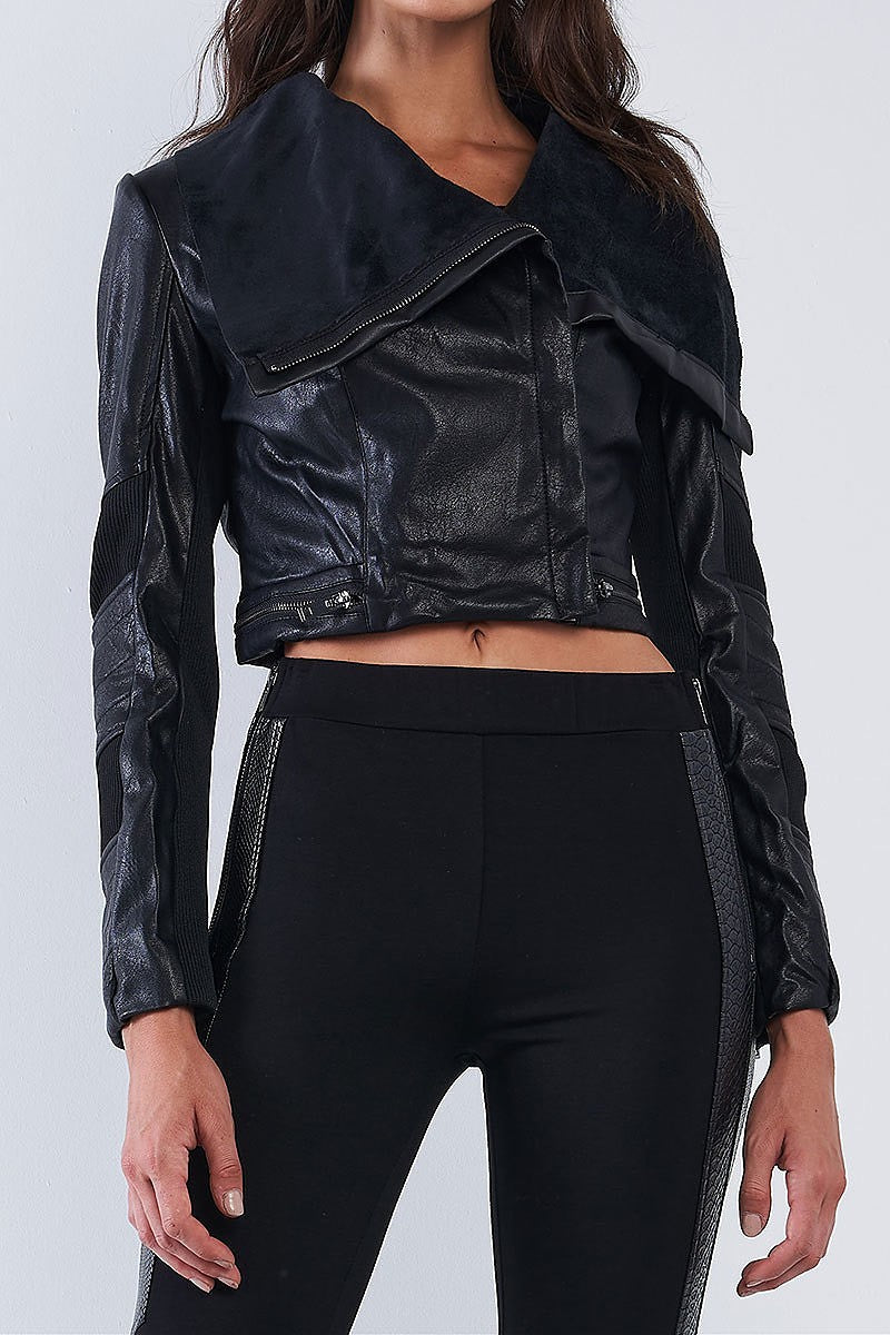 Faux structure leather Jacket