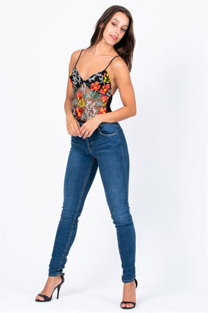 Floral Embroidered mesh Bodysuit